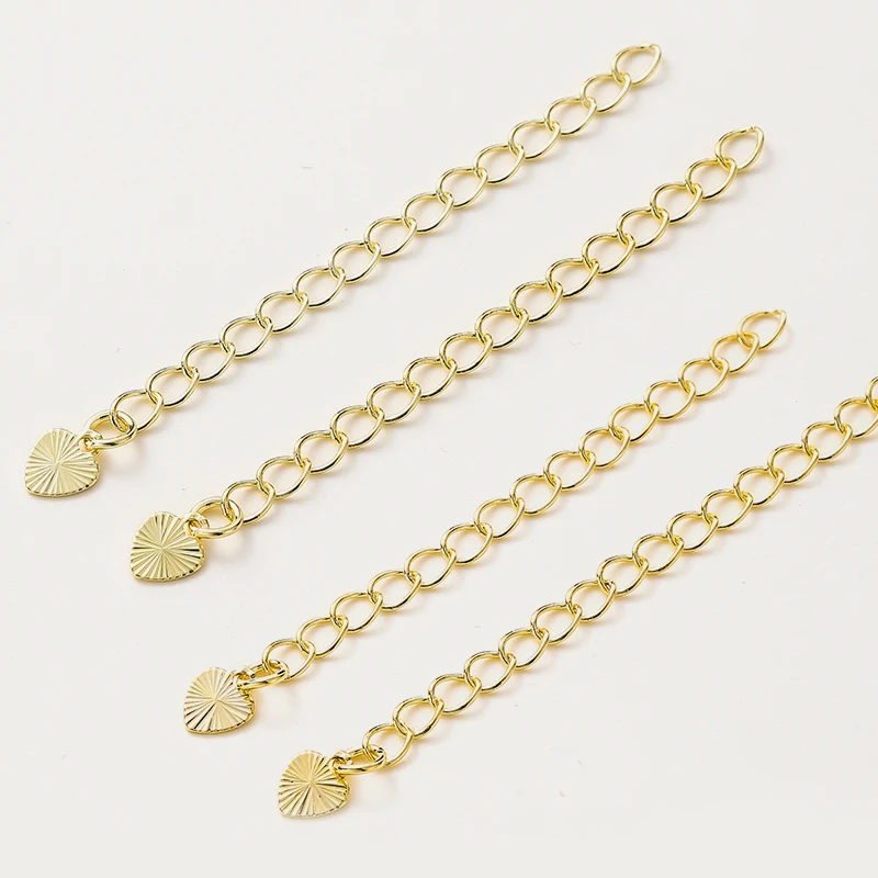 5pcs/lot 6cm 14K 18K Gold Plated Necklace Tail End Chain With Pendant extension Bracelet Chain For DIY Jewelry Craft Accessories