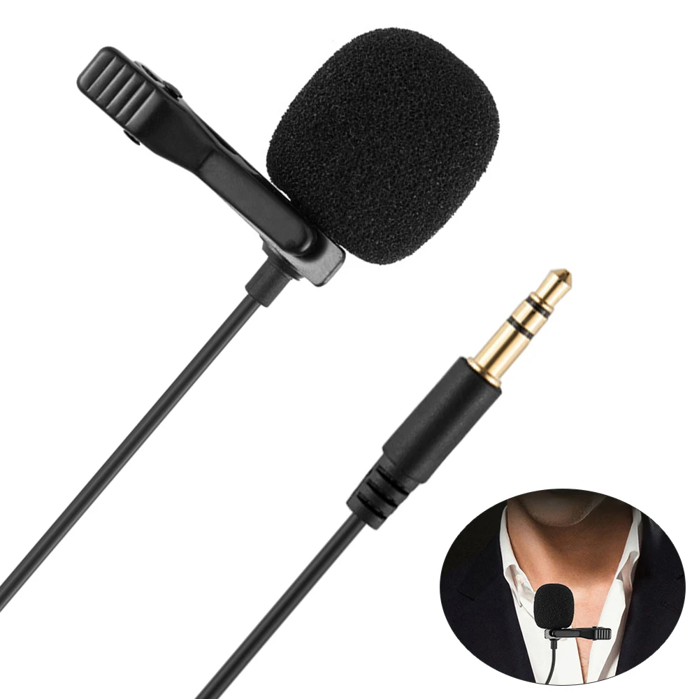 Omnidirectional Mini Capacitance Metal Microphone 3.5mm Jack Lavalier Microphone  Audio Mic for PC Computer Laptop Sound Card