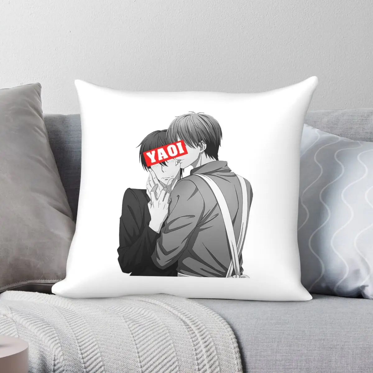Yaoi Number One Square Pillowcase Polyester Linen Velvet Pattern Zip Decorative Sofa Cushion Case Wholesale