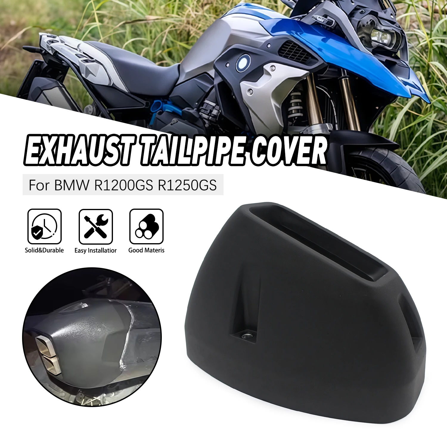

Exhaust Pipe Tail Cap Protection Cover For BMW R1200GS R1250GS ADV 2013-2022 2023 2024 2025 Rear Cap Trim Muffler Cover