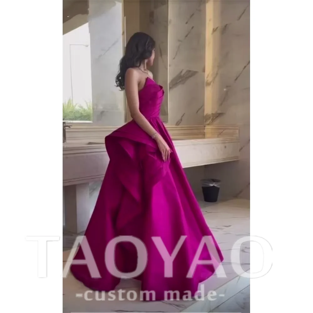 

Customized Strapless Sleeveless robes de soirée Floor-Length Prom Dress Backless Satin Graduation Party Gowns Vestidos De Noche