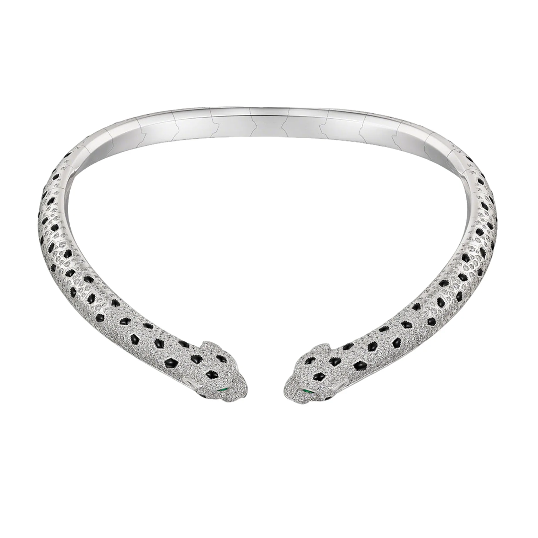 

Exquisite Enamel 925 Sterling Silver Spotted Leopard Choker Necklace Animal Fine Jewelry for Women's Evening Birthday Gifts