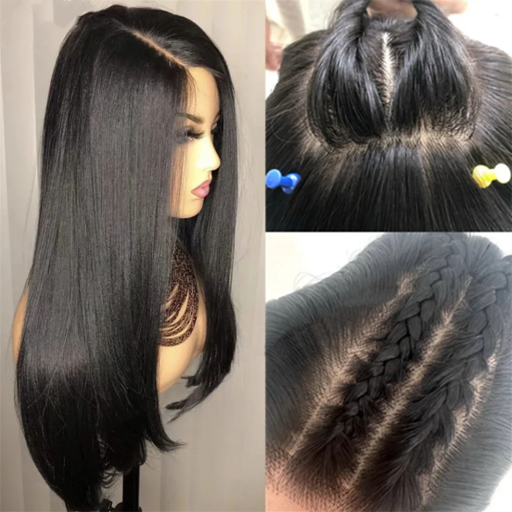 

18inch Straight 5*5 Lace Front Black Hair 100% Human Hair Wig 150 Density with Baby Hair Pre-Plucked Soft Hair Wig