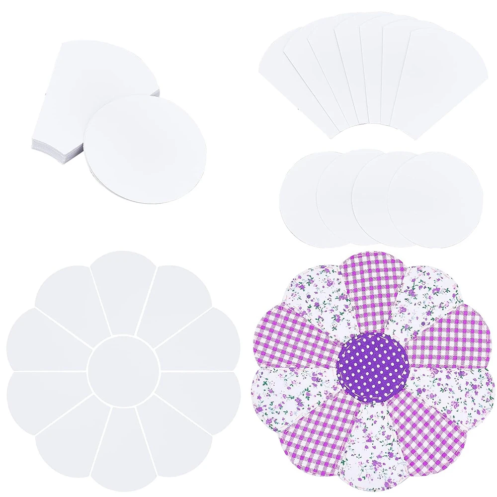 

44PCS Flower Shape Paper Quilting Templates Paper Piecing Trapezoid with Flat Round Patchwork Template for DIY Sewing Crafts