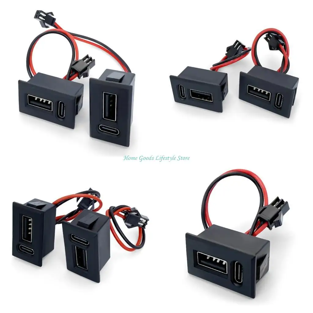 E74E Power Phone Socket With Cable Connectors Lamp Charging Socket Replacement