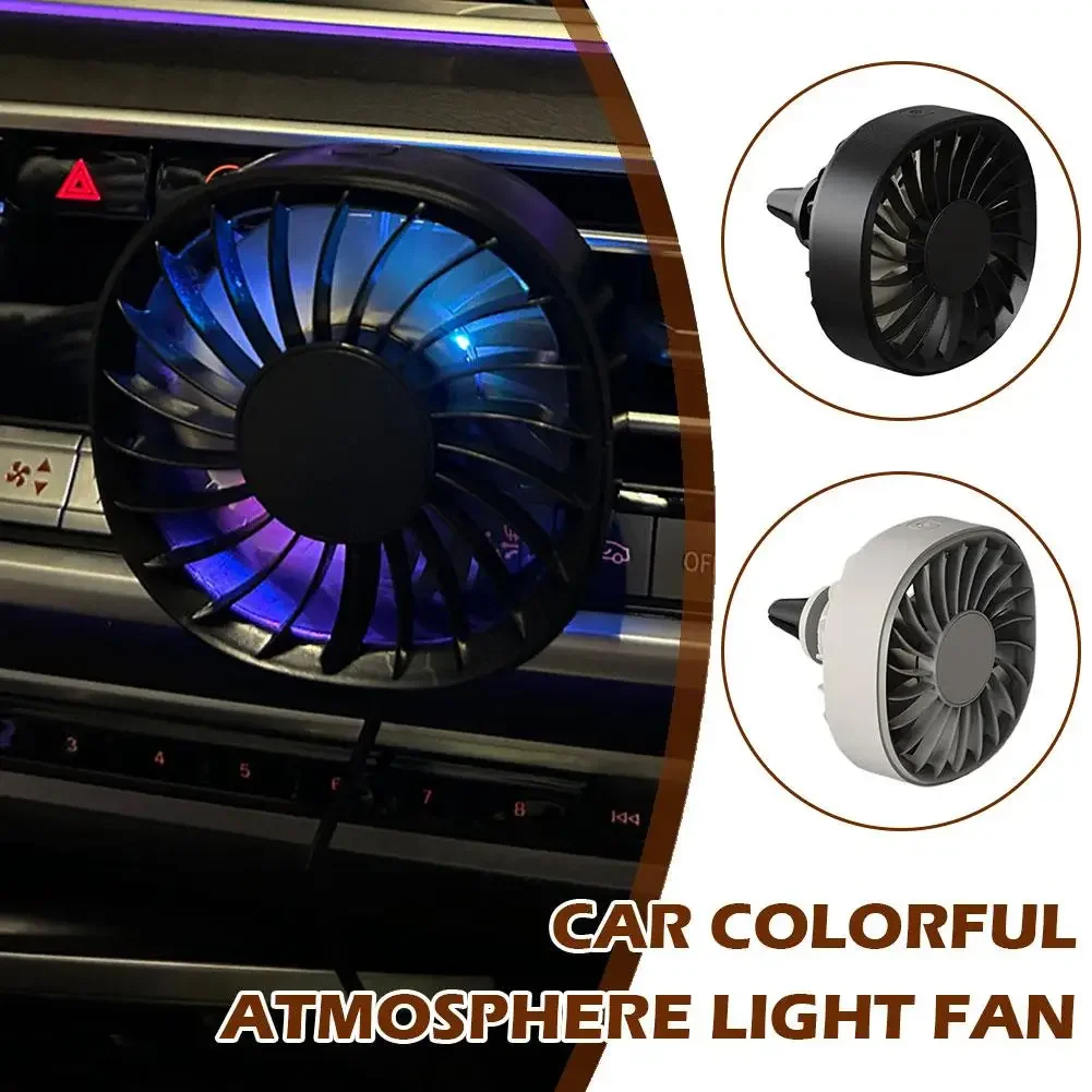 

Powerful USB Fan Colorful Light Low Noise Multi-function Car Interior Cooler 3 Speed For Car Air Outlet Mini Air Conditioner