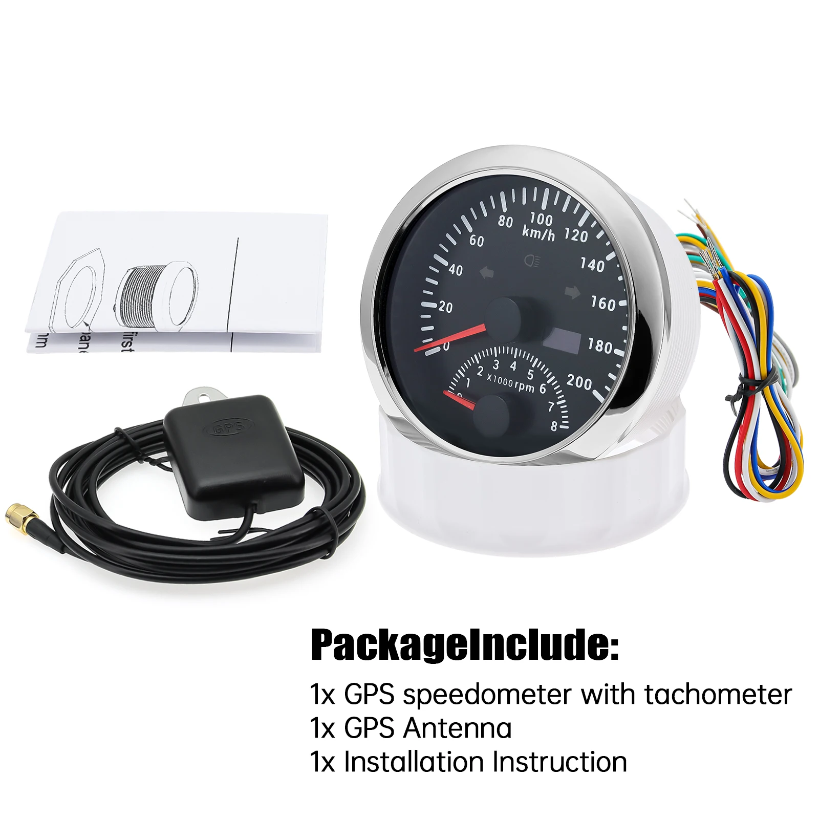 85MM GPS Speedometer Gauge+Tachometer 8000RPM 120kmh 200kmh digital odometer Turn Light 4 In 1 Multifunction Gauge Sensor(Option