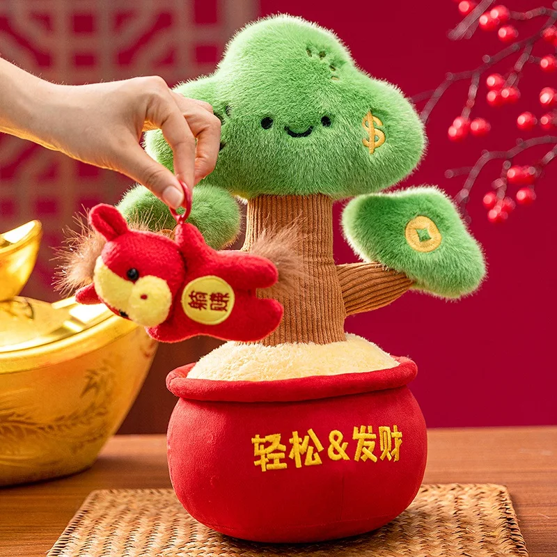 Vaso dos desenhos animados pinheiro brinquedo de pelúcia macio planta de pelúcia árvores verdes mangueira vermelha boneca criativa engraçado pinho decoração de ano novo presentes da menina