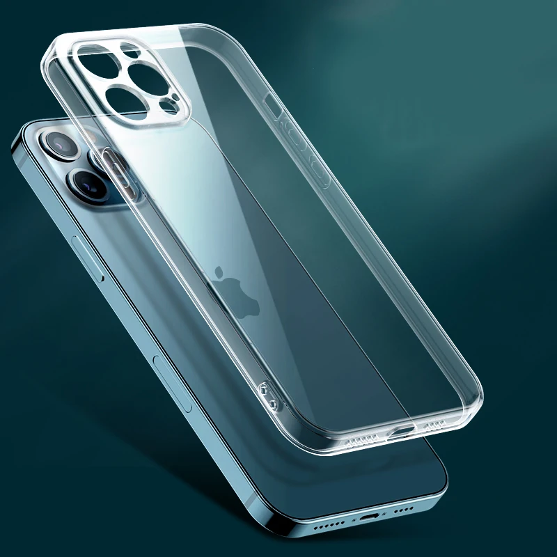 Funda transparente ultrafina para iPhone 11, 12, 13, 14, 15, 16, 17 Pro, X, XR, XS Max, Mini, 7, 8 Plus, silicona suave, cubierta trasera transparente 6
