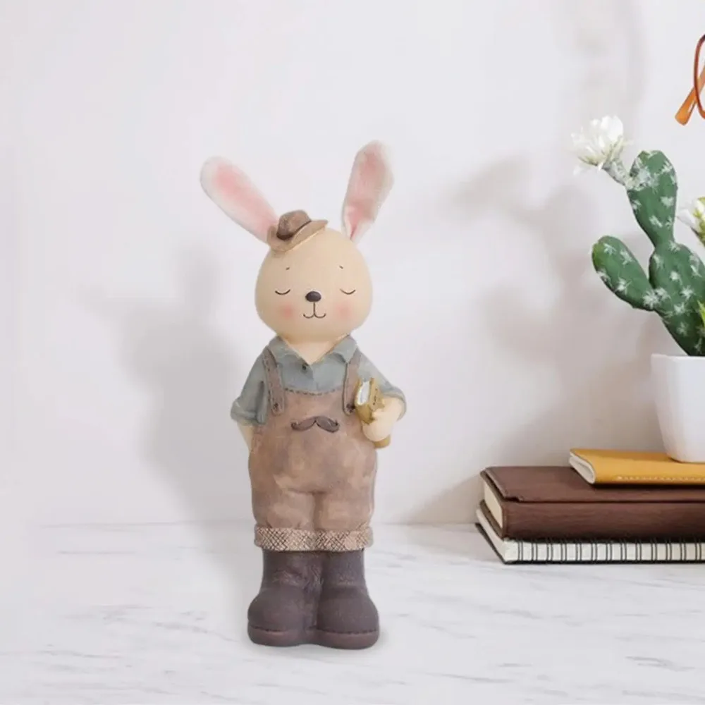 Mini Easter Bunny Statue Resin Crafts European Pastoral Mini Rabbit Figurine Cute Rabbit Desktop Ornament Outdoor Garden Lawn