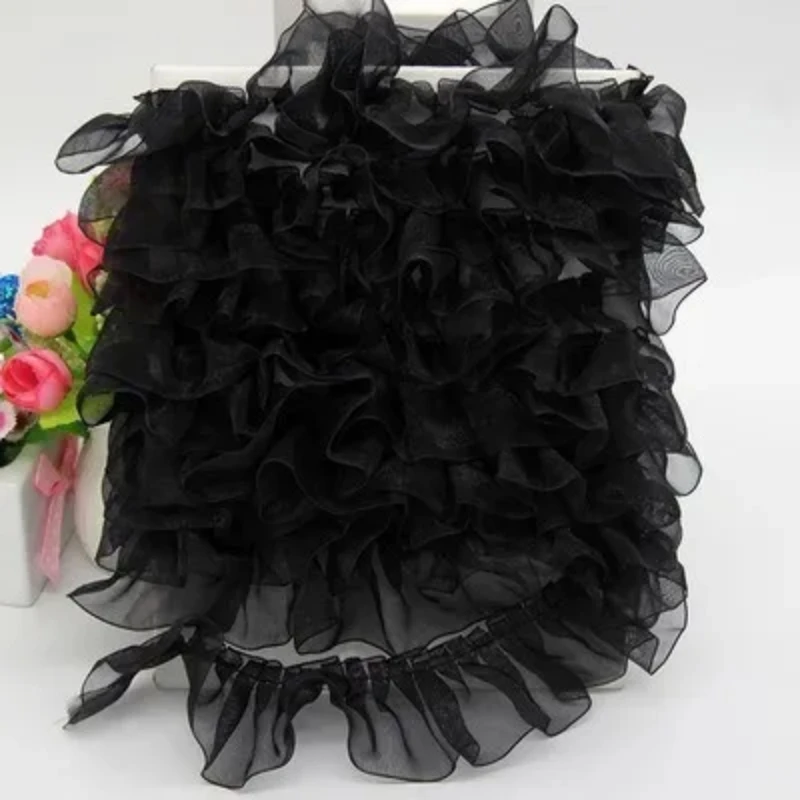 Soft 4CM Wide Pleated Tulle Fine Lace Ribbon Ruffle Trim Collar Applique DIY Crafts Dress Clothes Skirt Pet Bib Sewing Fabric