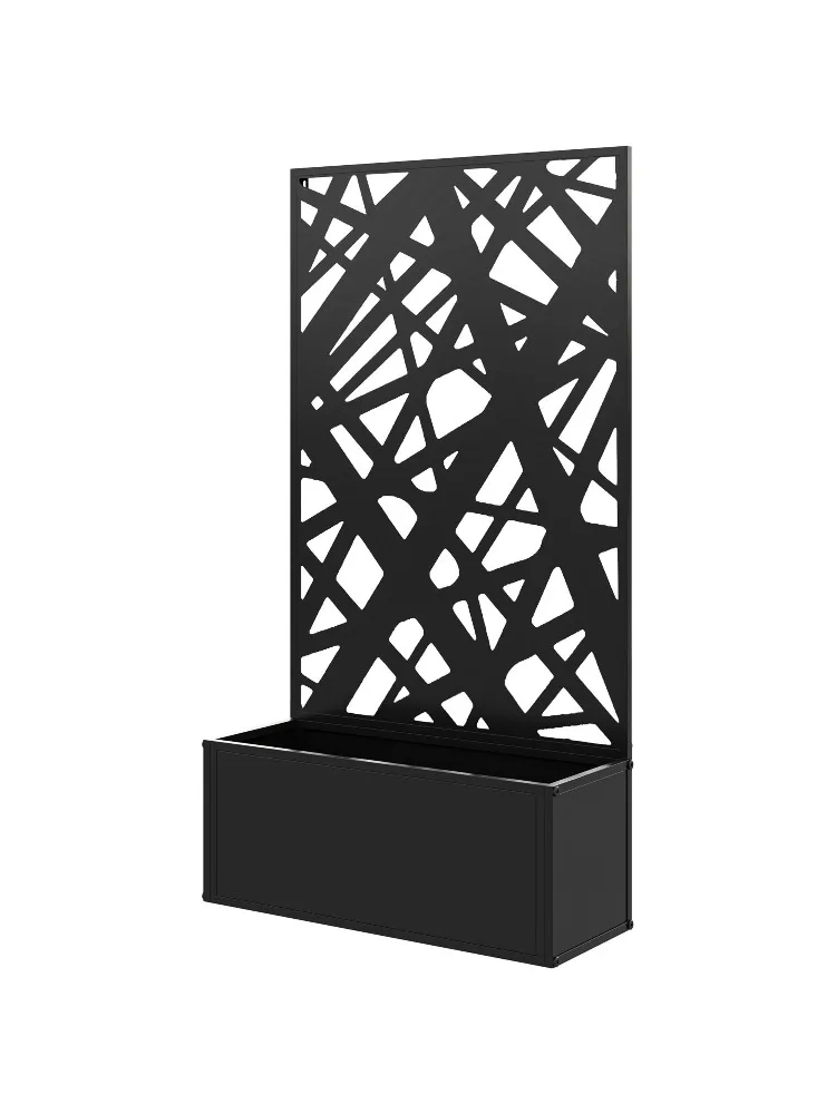 

For Outsunny Metal Planter Box Raised Garden Bed with Decorative Privacy Screen, Wall-mounted or Freestanding, 24" x 9.1" x 44.5