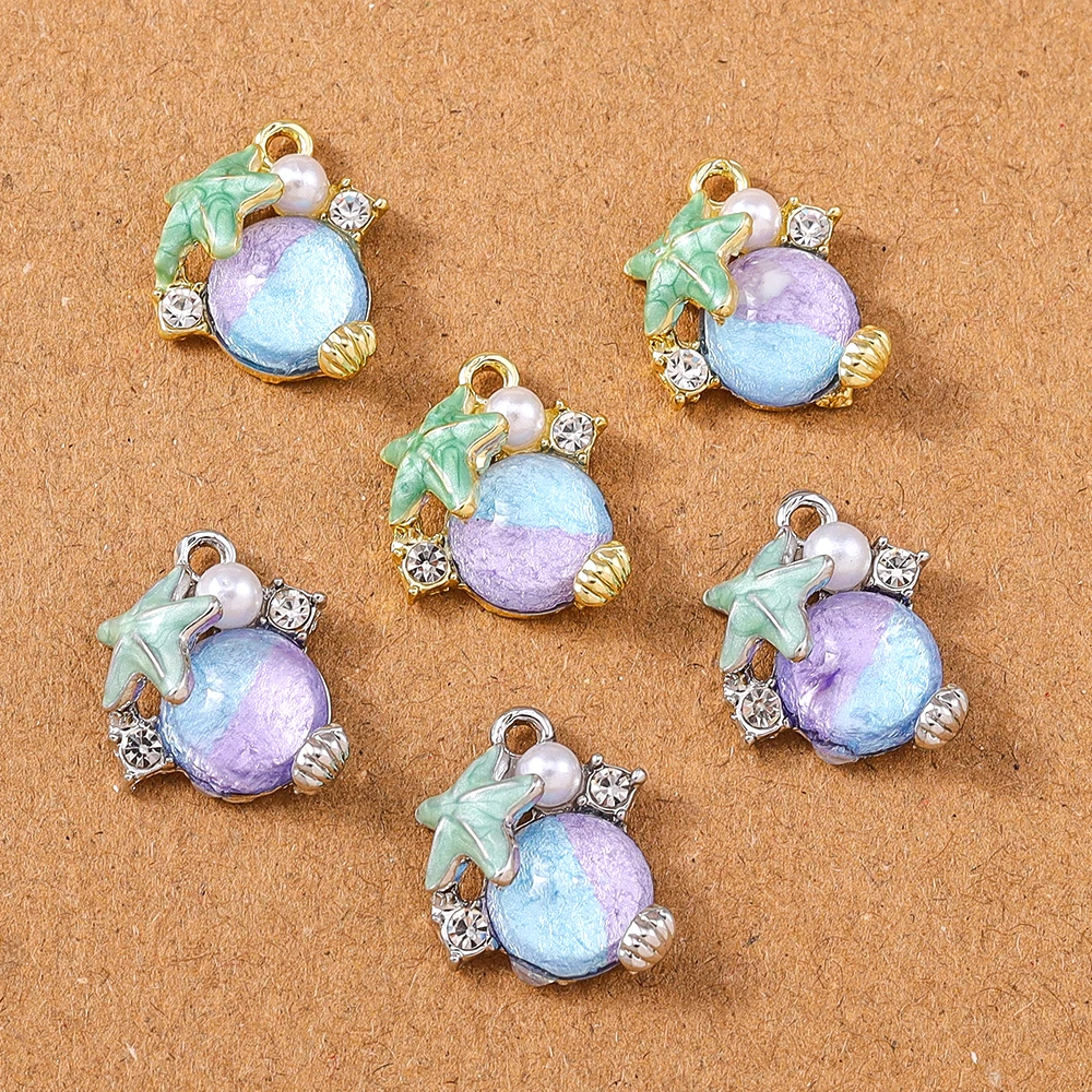 5 Stück exquisite Edelstein-Kristall-Seestern-Charms-Anhänger für Schmuckherstellung, Halskette, Armband, Ohrringe, DIY-Zubehör – Detail 6