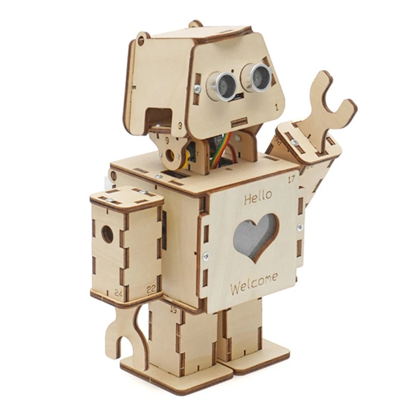 Programmable Dual Intelligent Programmable Welcome Robot Kit - DIY Science Experiment For Youth, STEAM Education Model