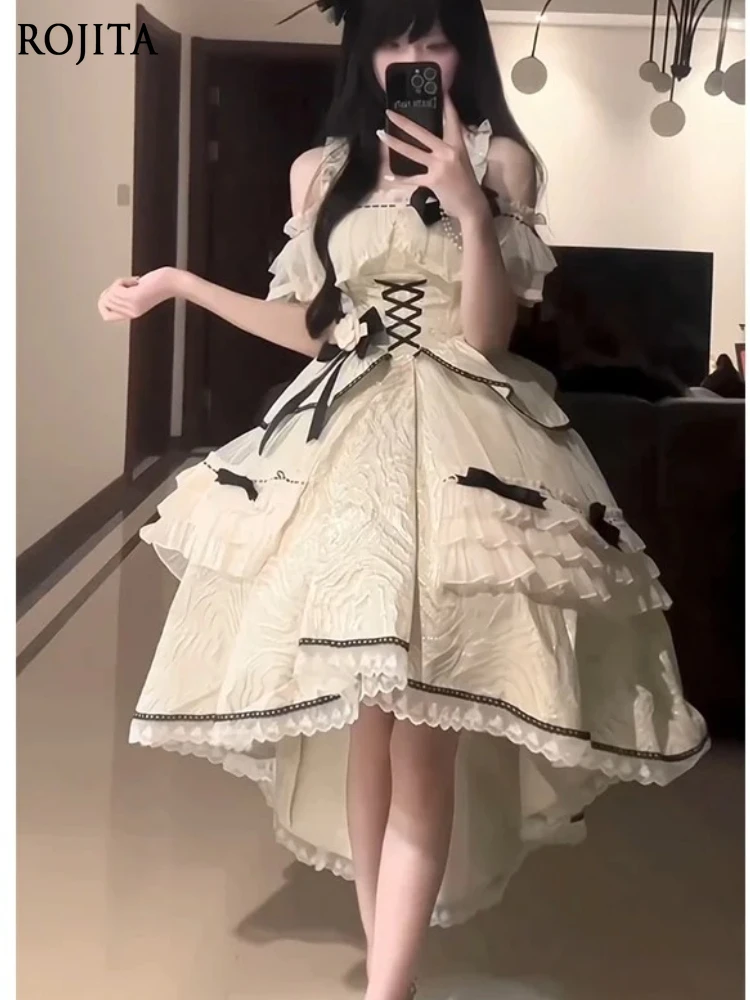 Abito Lolita lungo corto anteriore corto posteriore nero albicocca Abito da principessa Mitzvah da donna elegante temperamento industria pesante compleanno Bar