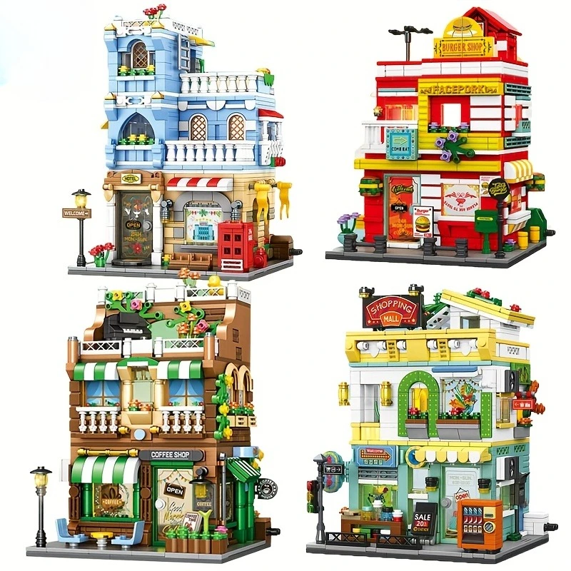 

City Shop Street View Building Blocks Kit Brick Mini Blocks Construction Toys Architecture House Store Model Idea Gifts