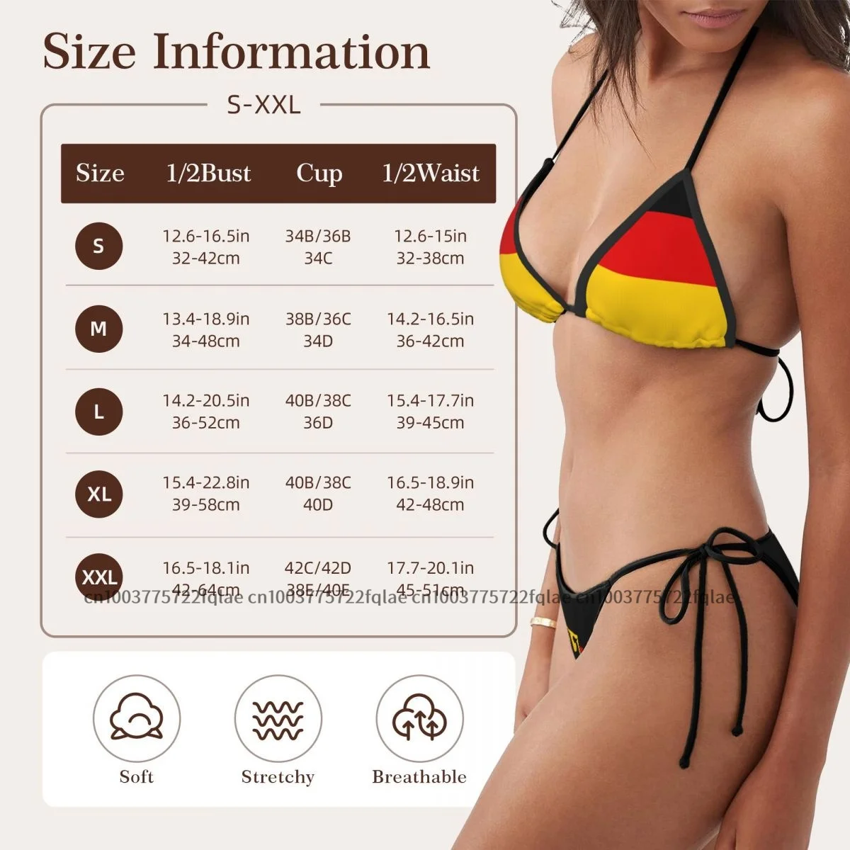 Set bikini sexy da donna Reggiseno push-up Halter Perizoma Costume da bagno Costumi da bagno Costumi da bagno Bandiera della Germania