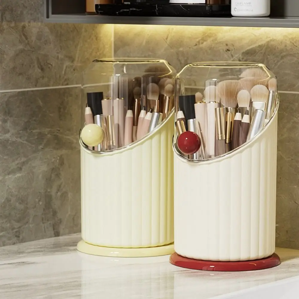 حامل فرشاة مكياج ذو سعة كبيرة، منظم مستحضرات التجميل دوبامين قابل للدوران مع غطاء شفاف مقاوم للغبار
