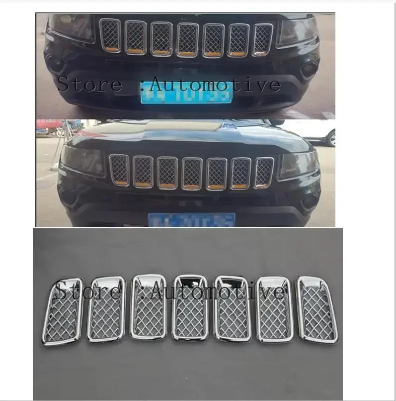 

Для Jeep Compass 2011 2012 2013 2014 2015 2016 Передняя решетка, бамперы, защитная крышка, накладка на переднюю решетку автомобиля, стиль