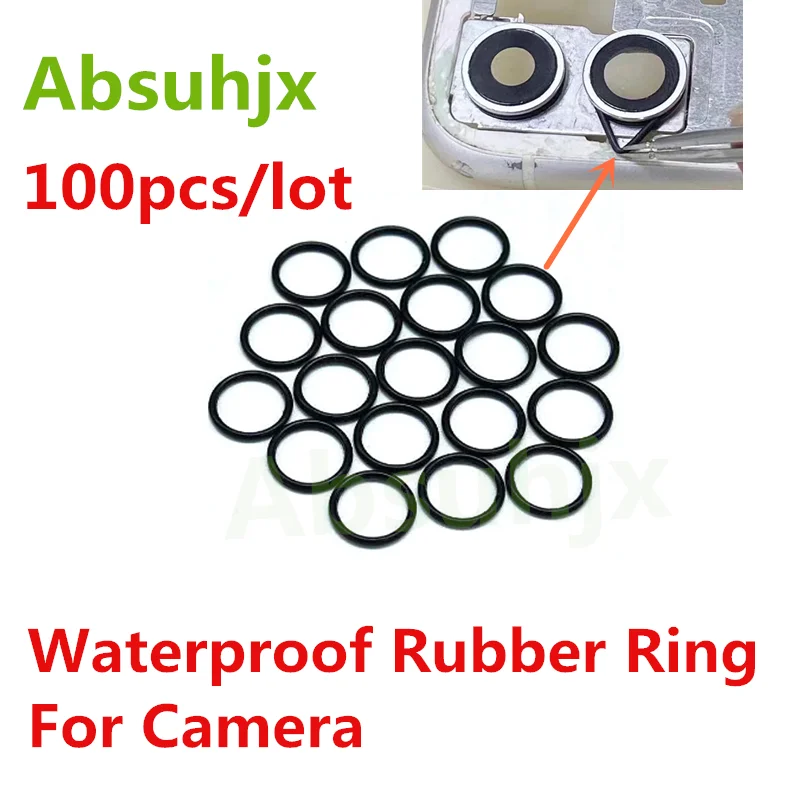 Absuhjx 100pcs Phone Hole Rubber Ring Rear Back Glass Camera Waterproof For iPhone X XS XR 11 12 13 14 Pro MAX Repair Parts