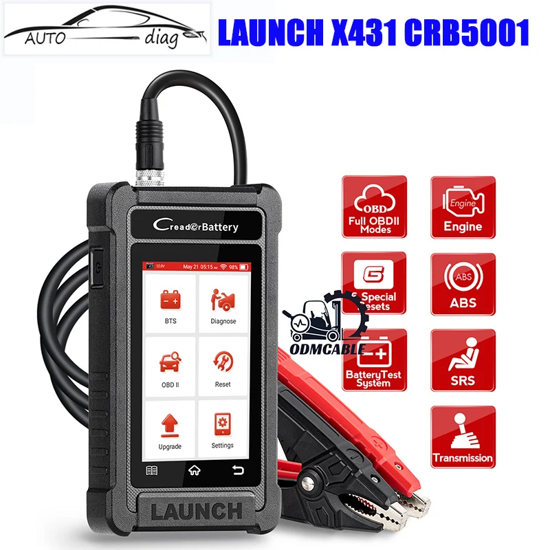 LAUNCH X431 CRB5001 OBD2 12V Car Battery Tester Auto Bi-directional Diagnostic Tools OIL BMS TPMS 6 Reset Free Update pk BST360