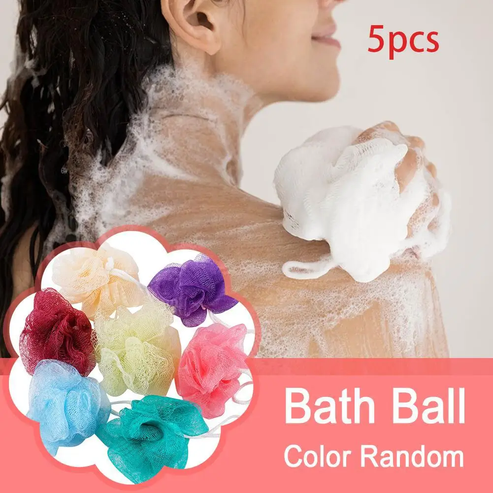 5PCS Bath Ball Shower Mesh Sponge Foaming Sponge Exfoliating Scrubber Body Cleaner Scrubber Cleaning Tool Body Cleaning Supplies