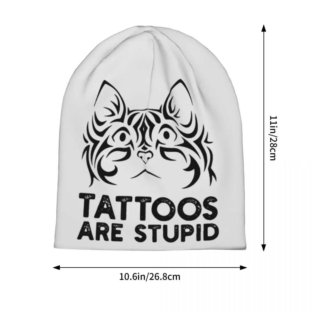 Tattoos Are Stupid Skullies Beanies Funny Cats Beanies Cap Unisex Hip Hop Warm Dual-use Bonnet Knitting Hats