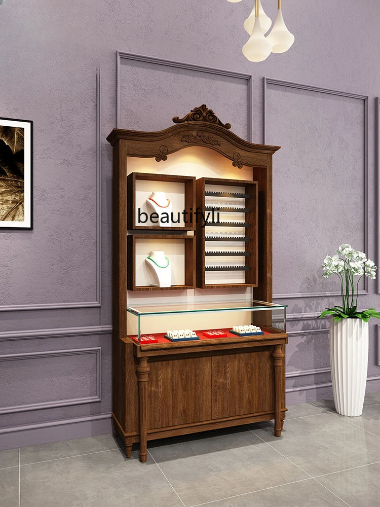 Modern Ornament Display Cabinet Retro Wood Storage Varnish Display Middle and Ancient Storage Cabinet Wall High Cabinet