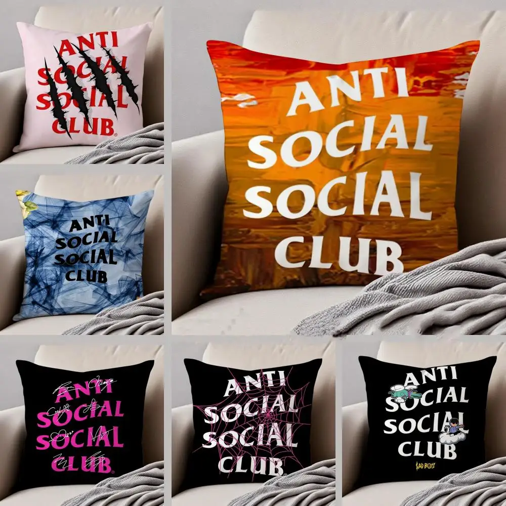 A-Anti Social Social Club Cushion Cover Linen Minimalist Soft Breathable Protective Couch Room Decoration