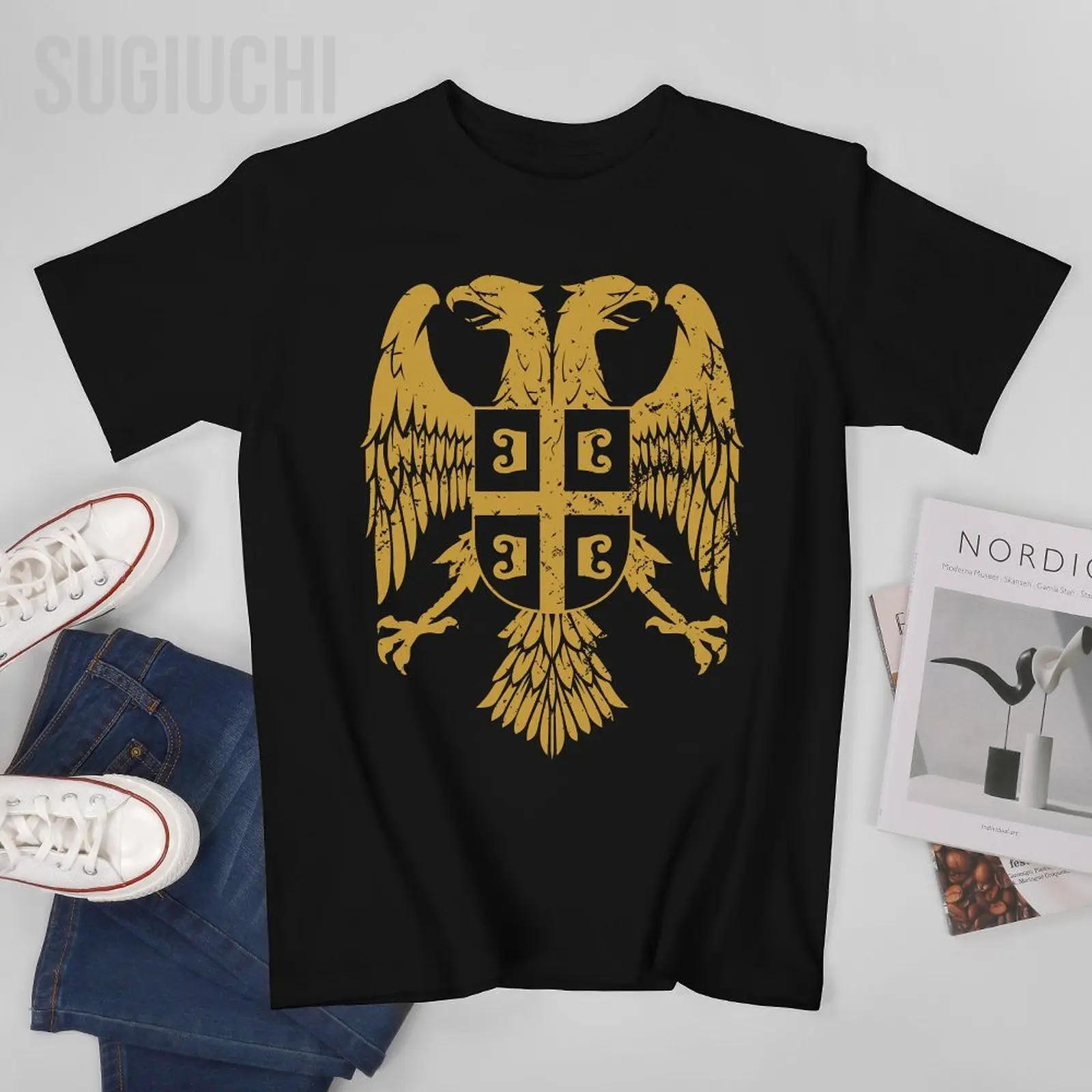 Unisex Men Serbian Double Headed Eagle A Serbia Coat of Arms Fan Tshirt Tees O-neck T Shirts Women Boys 100% Cotton T-Shirt