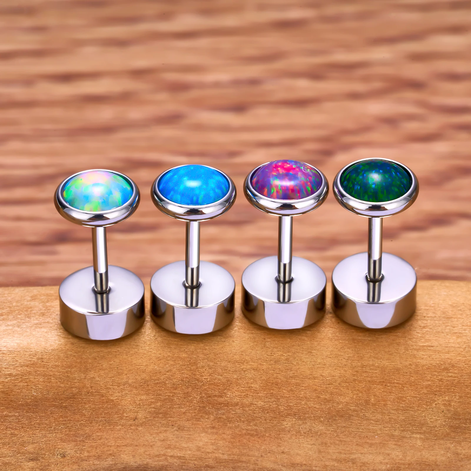 2/20pcs G23 Titanium Opal Labret Rings Lip Piercings Ear Helix Stud Tragus Barbell 20G for Women Ear Cartilage Piercings Jewelry