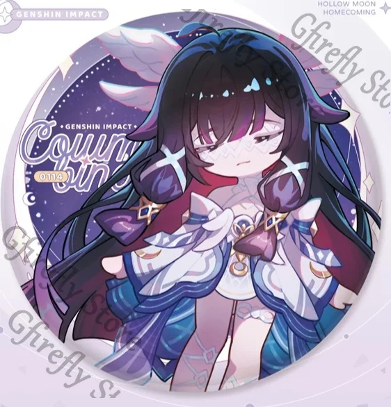 Genshin Impact Columbina Damselette Q Version Tinplate Badge Collector's Edition Card Cosplay Emblem Backpack Pendants Breastpin