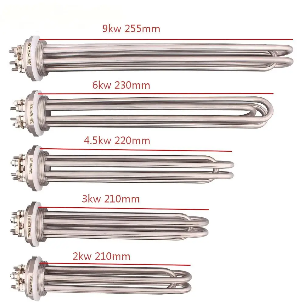 220v Immersion Water Heating Element DN32 DN40 Tubular Electric Heater Water Tank Heater SUS304 2KW/3KW/3750W/4.5/6KW