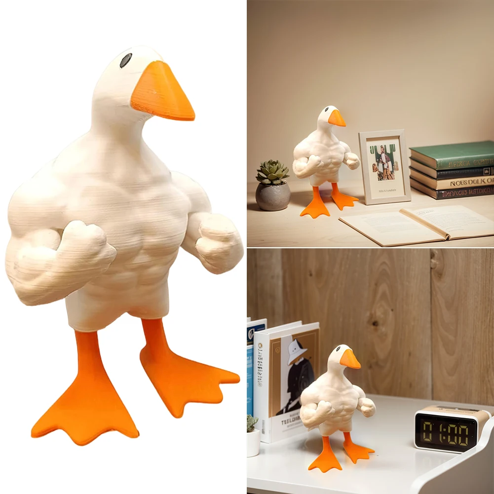 المغناطيسي أوزة مفتاح حامل العضلات بطة تمثال حلية مضحك برتقالي بطة تمثال الراتنج لطيف المزحة الكمامة هووسورمينغ هدية #4