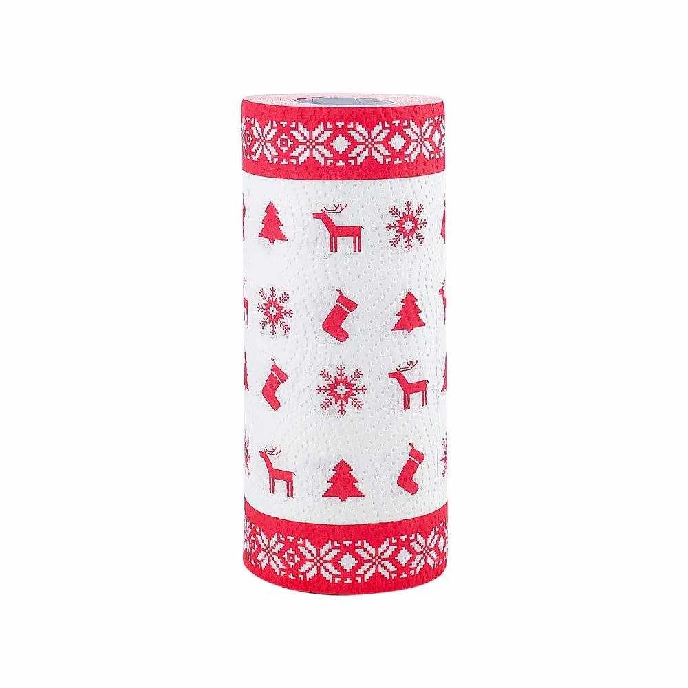 Christmas Printed Kitchen Paper Towels, Disposable Absorbent Cleaning Wipes, Oil-Absorbing Dish Cloth for Home Kitchen Cooktop