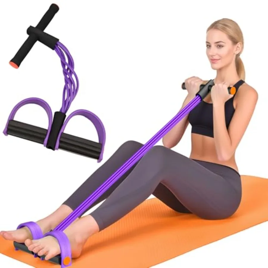 Banda de Resistencia Elástica de 6 Tubos con Pedal, de Goma Natural, para Ejercicios de Tobillo y Abdominales, Multifuncional