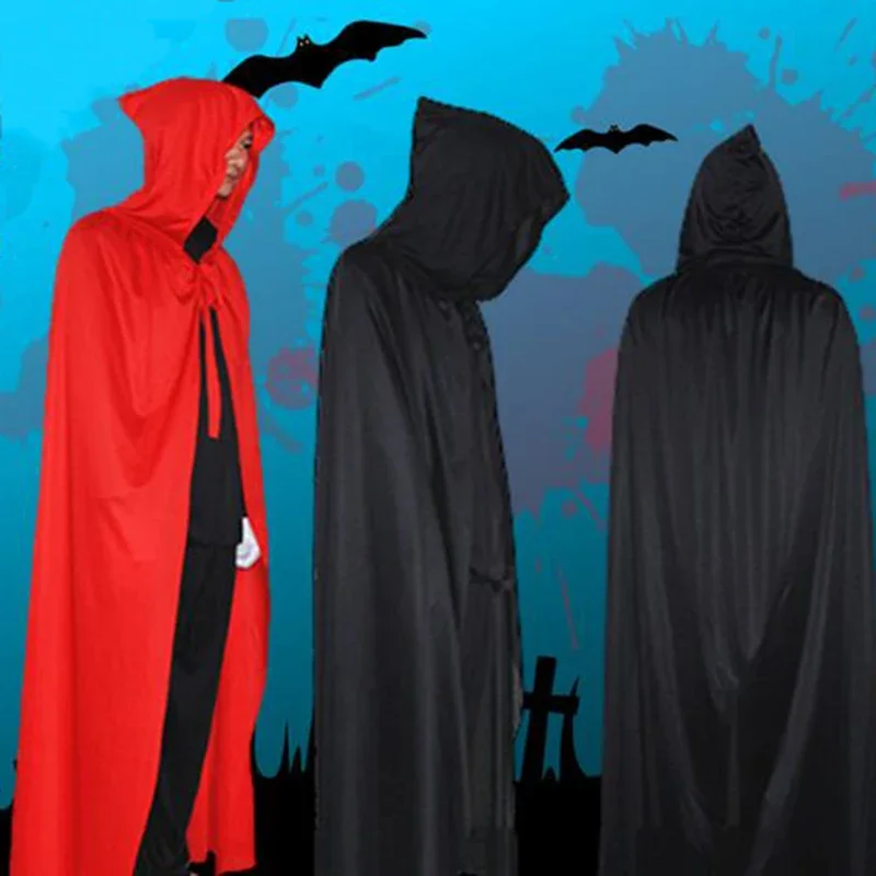 Funny Novelty Women Men Black Red Halloween Cloaks Hood Capes Adult Halloween Party Cosplay Costumes Accessory Coat Shawl Gifts