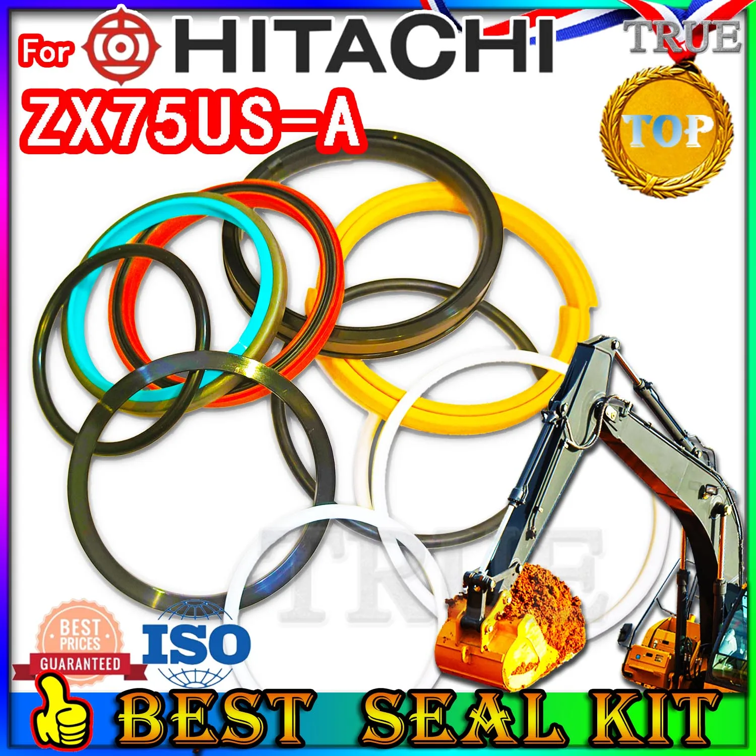 For Hitachi ZX75US-A Oil Seal Repair Kit Boom Arm Bucket Excavator Hydraulic Cylinder Hit ZX75US A Backhoe Breaker Steering type