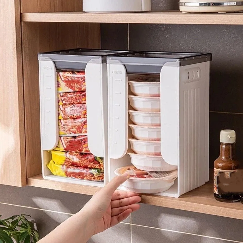 

Large Capacity Instant Noodles Storage Box Folding Plastic Korea Ramen Storage Box Rectangular Space Saving
