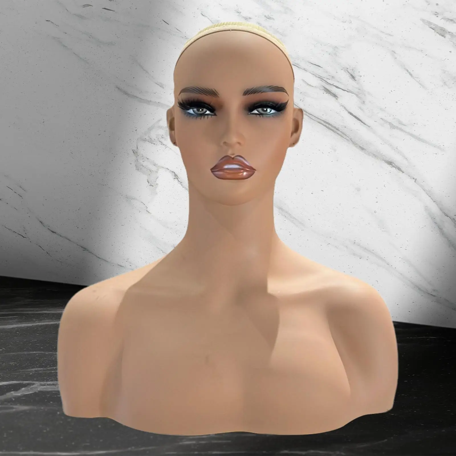 

Female Mannequin Head with Makeup Professional Manikin Head Bust Wig Showing Stand for Hats Wig Sunglasses Beauty Accessories
