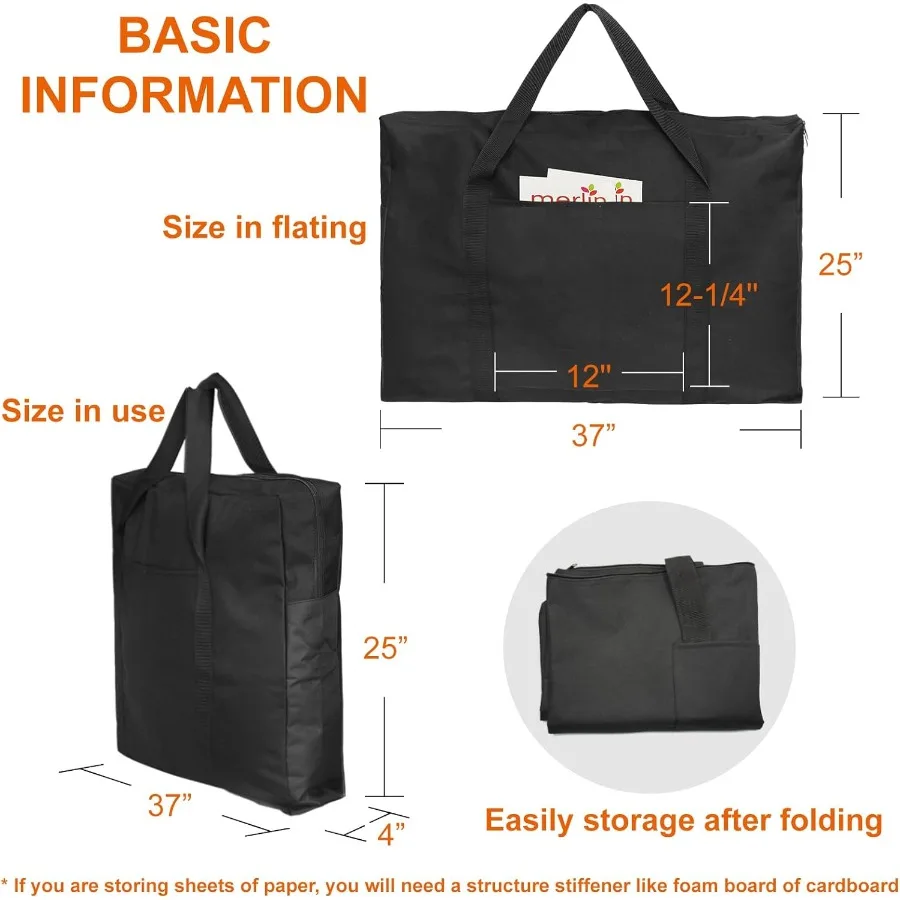 Cupohus 25 x 37 Lightweight Art Portfolio Bag Edition 2.0 with Outer Pockets and Handle for Easy Student Carry Ideal Transport