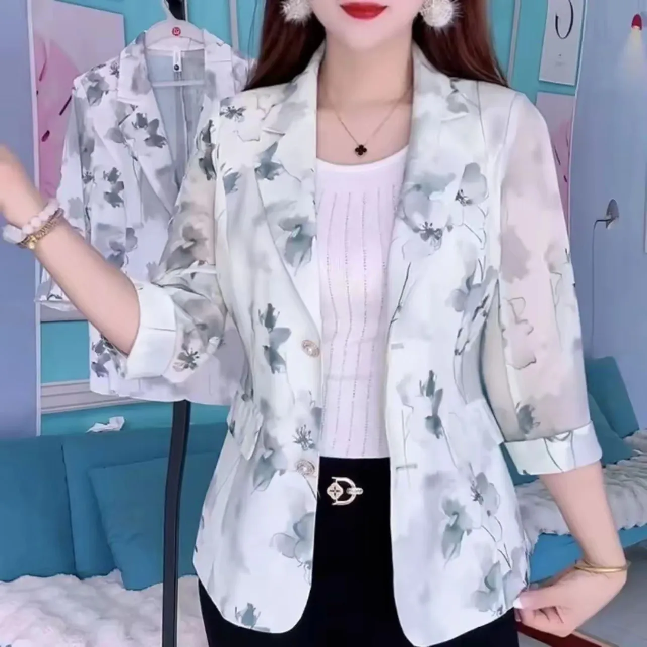 Long Blazers Woman Two-Button Office Lady Classic Solid Color Spring Autumn Suit Oversized Blazer Business Workwear Elegant Ol