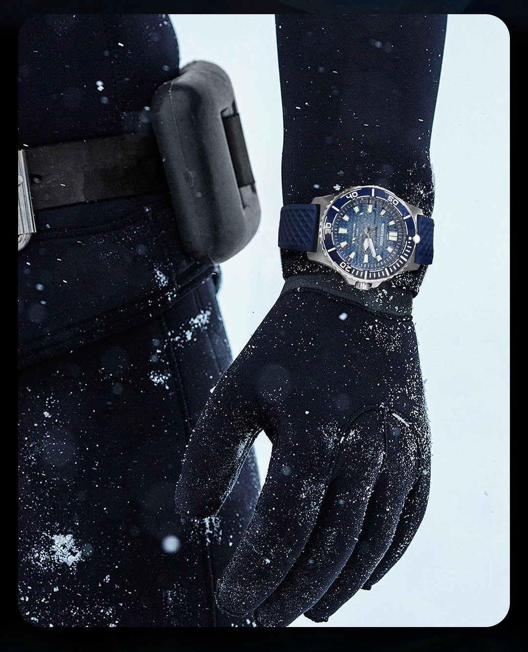 NORTH EDGE ABYSS Herren Quarzuhr Solarbetriebene Luxusuhr 200M Wasserdichte Taucheruhr 316L Stahlgehäuse 180+ Tage Energievorrat – Detail 6