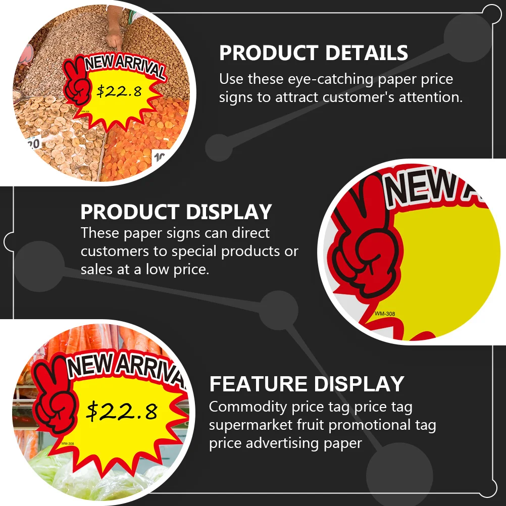 

50pcs Promotional Price Signs Advertising Tags for Retail Shop Blank Label Stickers Burst Store Use