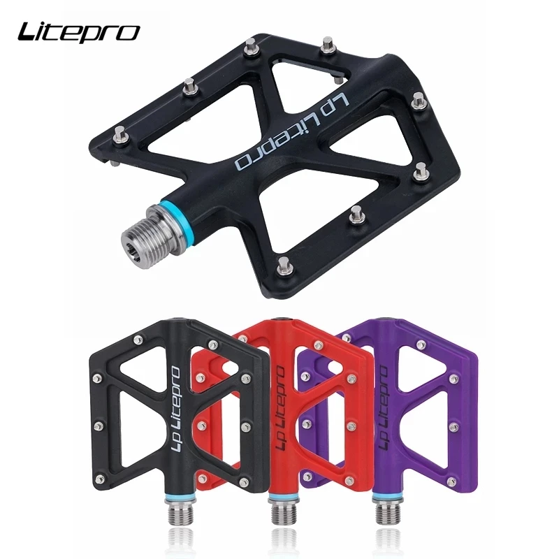 

Litepro Bicycle Pedal Titanium Alloy Axle Nylon Pedals Widen Anti-Slip Ultralight 170g For Folding Road Bike Du Bearing Pedal