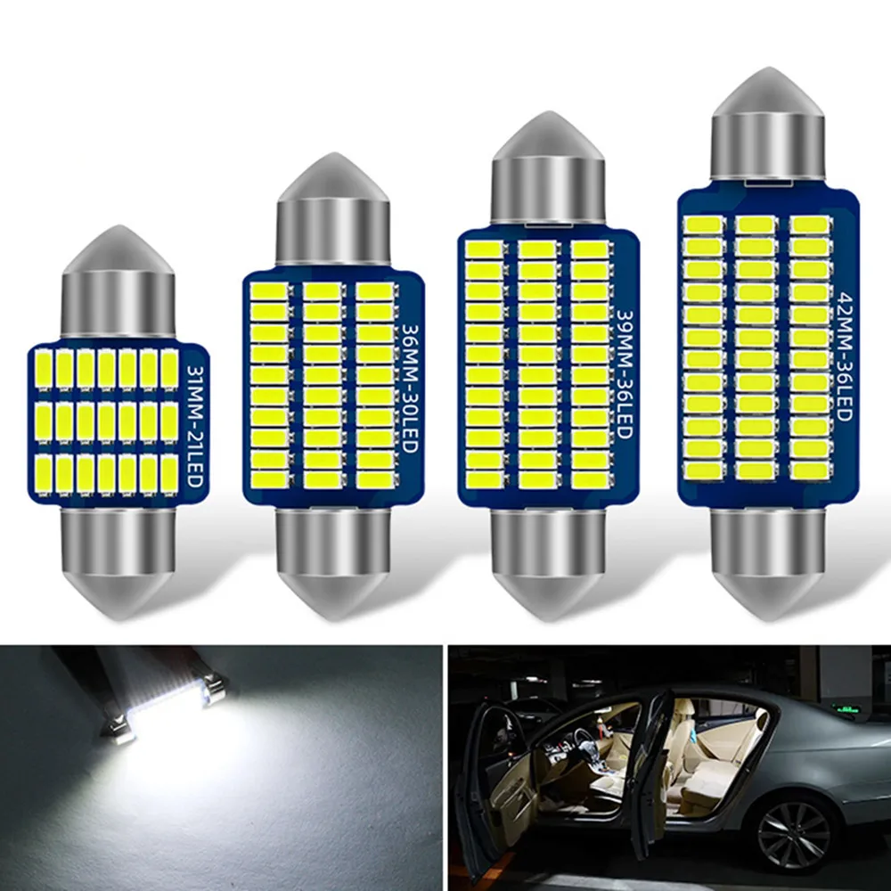 

20PCS C5W LED Bulbs Canbus Festoon 31/36/39/41mm LED For Car Interior Dome Trunk License Plate Lights 12V 6500K White