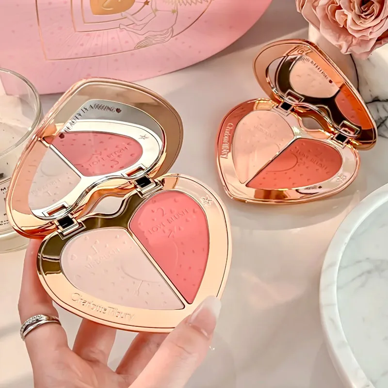 Charlotte 4 Colors Pink Diamond Heart-Shaped Lipstick Luminous Lip Glow and Two Color Heart Shape Powder Blusher Tilbury Makeup - view 4