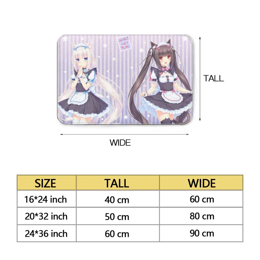 Anime Nekoparas Kawaii Cute Living Room Rug Carpet Flannel Slip Mat Decor Aesthetic Dressing