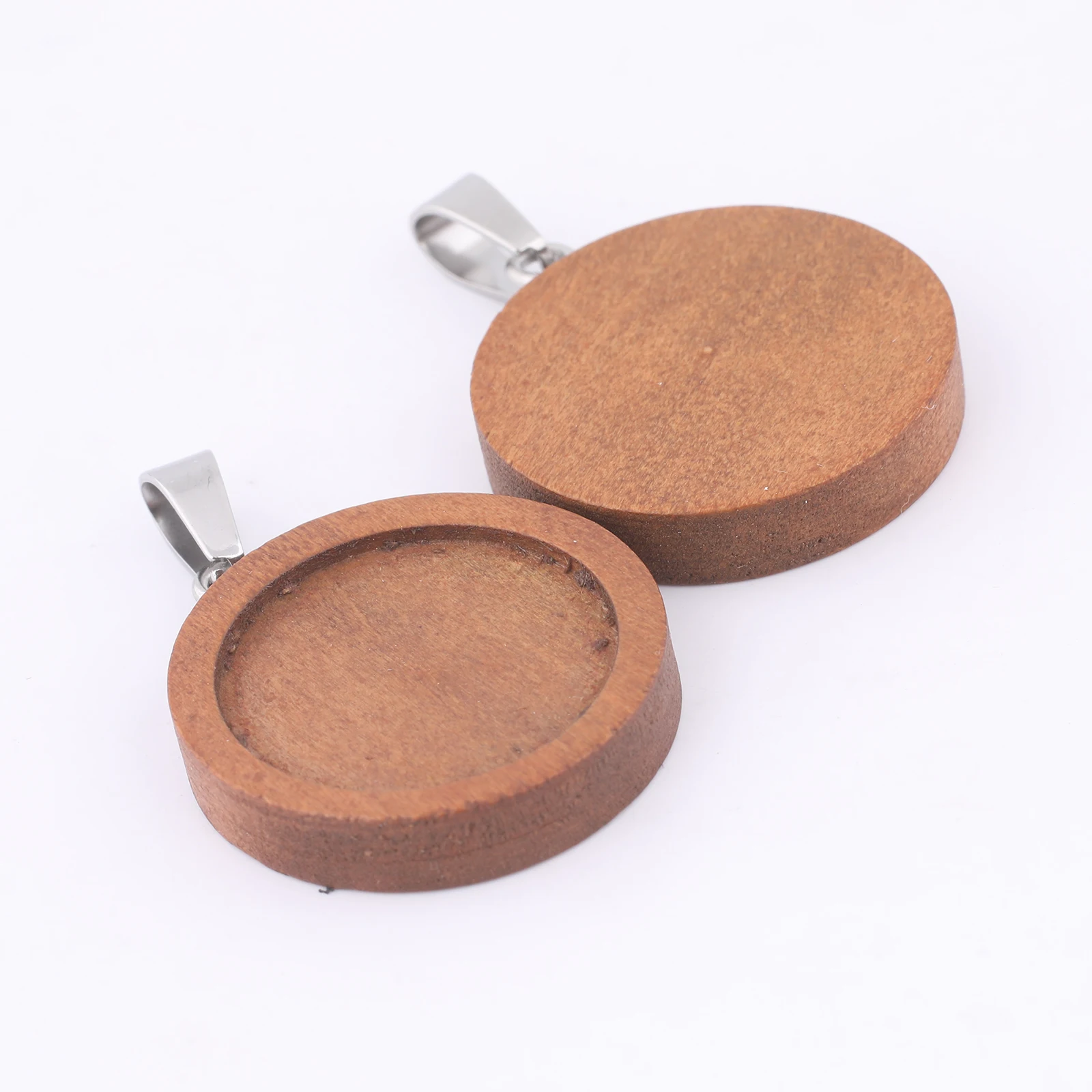 10st 20mm ronde houten cabochon basisinstellingen diy houten bezel hanger trays voor ketting sieraden maken