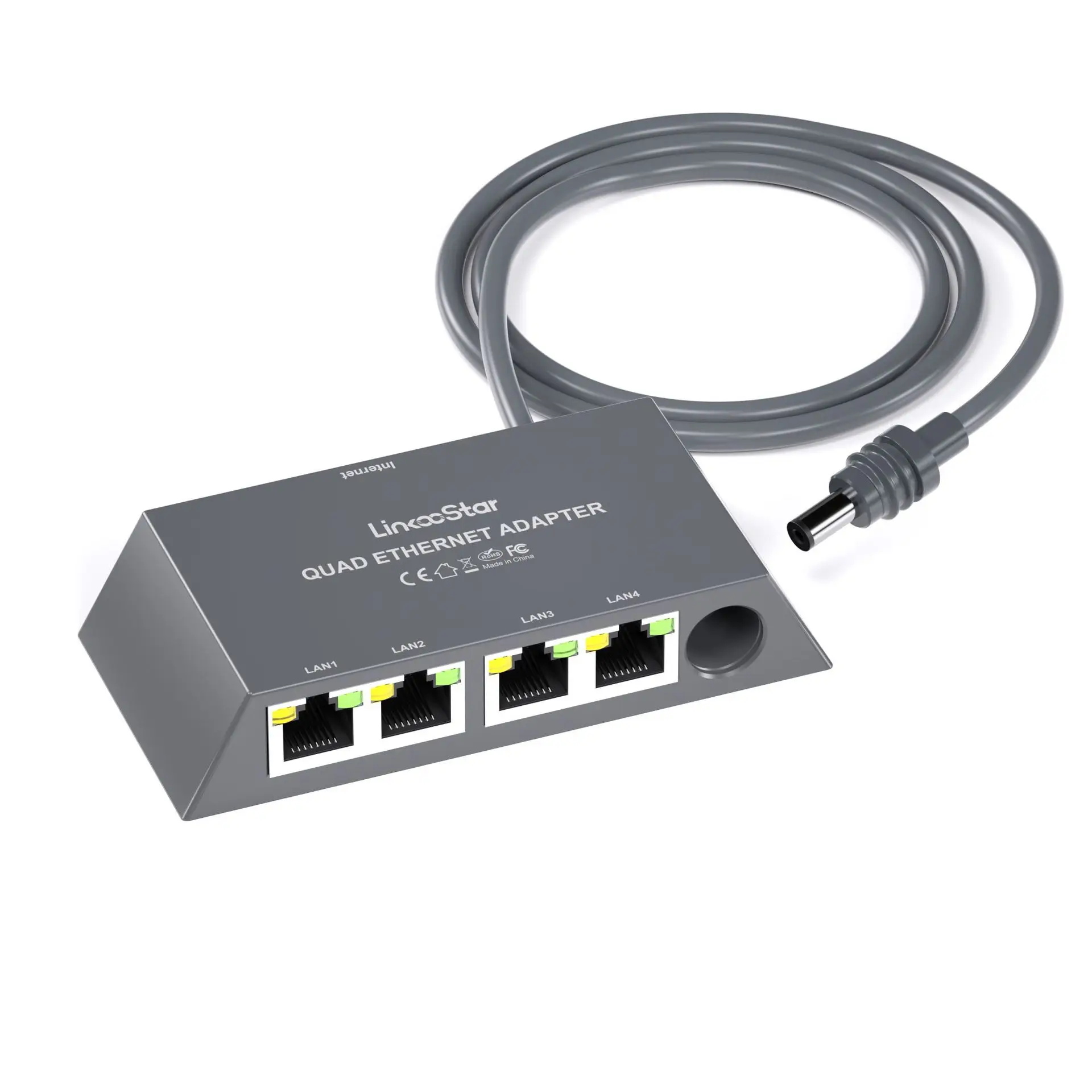 

Ethernet Adater for Wired External Network, 4Ports RJ45 LAN Network Ports [4 Devices Simultaneously] Starlink Ethernet Adapter